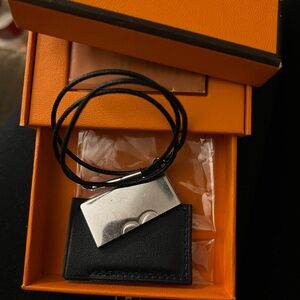Hermes Silver and Black Necklace